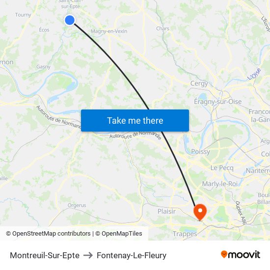 Montreuil-Sur-Epte to Fontenay-Le-Fleury map