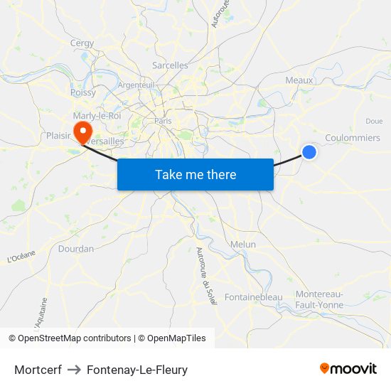 Mortcerf to Fontenay-Le-Fleury map