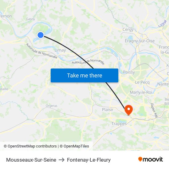 Mousseaux-Sur-Seine to Fontenay-Le-Fleury map