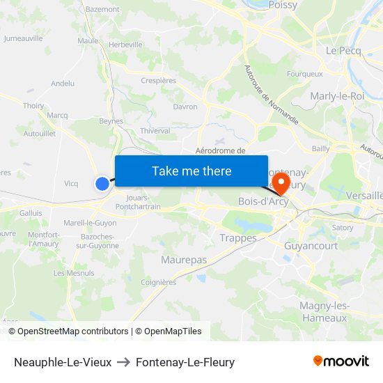 Neauphle-Le-Vieux to Fontenay-Le-Fleury map