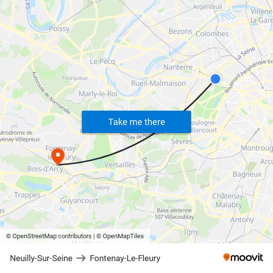 Neuilly-Sur-Seine to Fontenay-Le-Fleury map