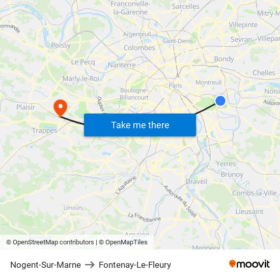 Nogent-Sur-Marne to Fontenay-Le-Fleury map