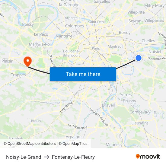 Noisy-Le-Grand to Fontenay-Le-Fleury map