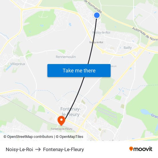 Noisy-Le-Roi to Fontenay-Le-Fleury map