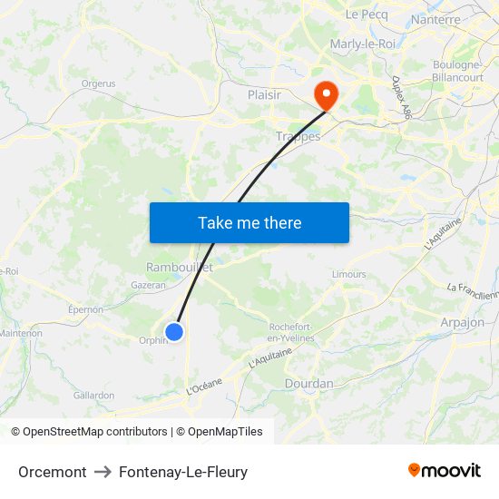 Orcemont to Fontenay-Le-Fleury map