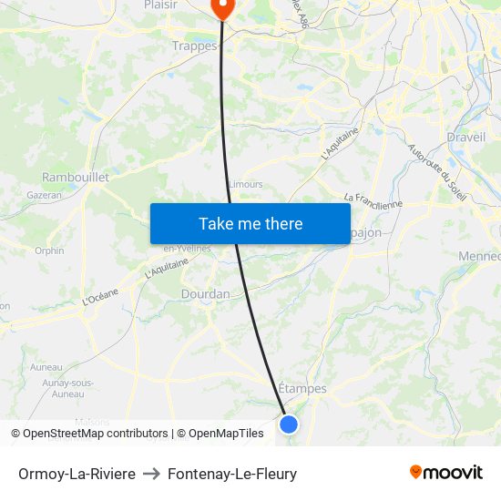 Ormoy-La-Riviere to Fontenay-Le-Fleury map
