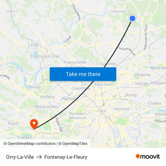 Orry-La-Ville to Fontenay-Le-Fleury map