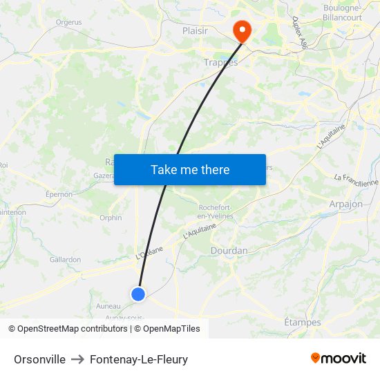 Orsonville to Fontenay-Le-Fleury map