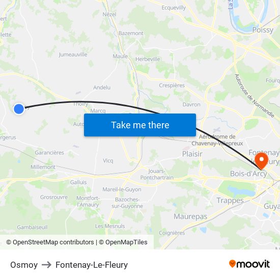 Osmoy to Fontenay-Le-Fleury map