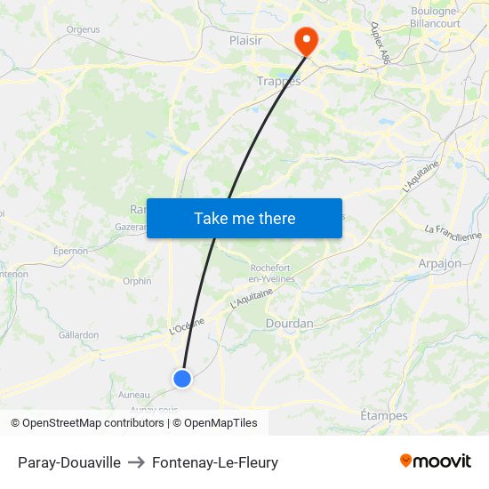 Paray-Douaville to Fontenay-Le-Fleury map