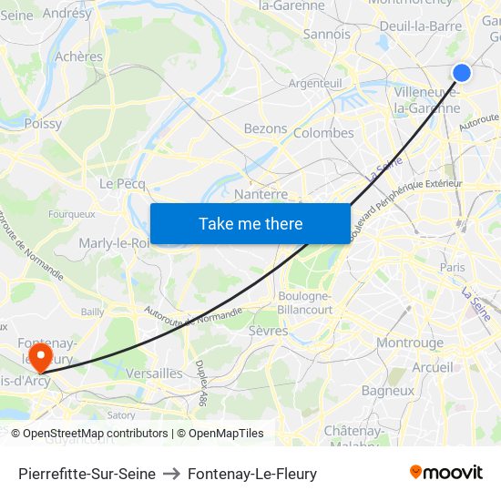 Pierrefitte-Sur-Seine to Fontenay-Le-Fleury map