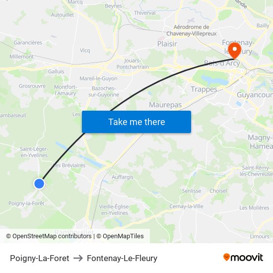 Poigny-La-Foret to Fontenay-Le-Fleury map