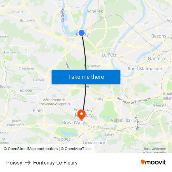 Poissy to Fontenay-Le-Fleury map