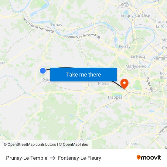 Prunay-Le-Temple to Fontenay-Le-Fleury map