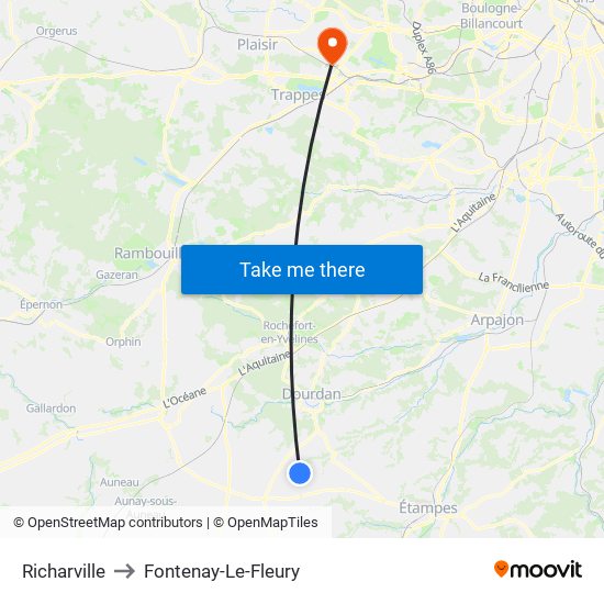 Richarville to Fontenay-Le-Fleury map