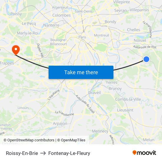 Roissy-En-Brie to Fontenay-Le-Fleury map