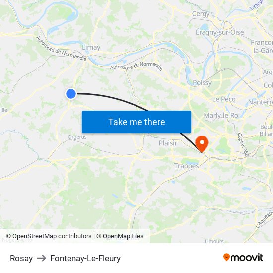 Rosay to Fontenay-Le-Fleury map