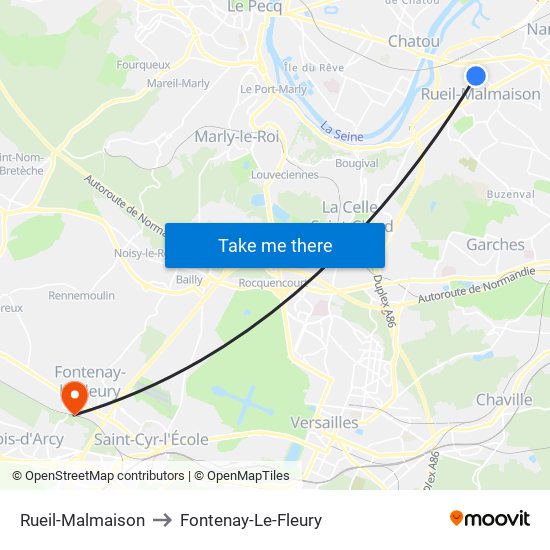 Rueil-Malmaison to Fontenay-Le-Fleury map