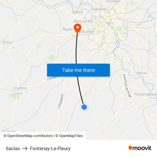 Saclas to Fontenay-Le-Fleury map