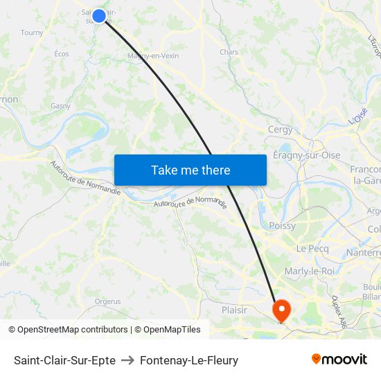 Saint-Clair-Sur-Epte to Fontenay-Le-Fleury map