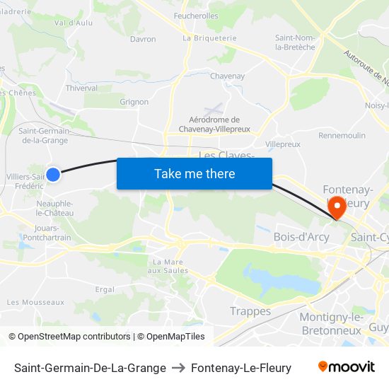 Saint-Germain-De-La-Grange to Fontenay-Le-Fleury map