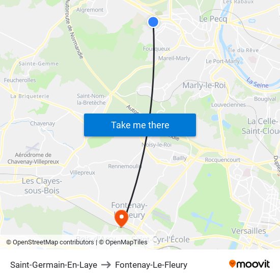 Saint-Germain-En-Laye to Fontenay-Le-Fleury map