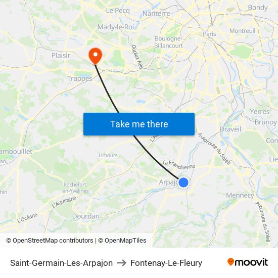 Saint-Germain-Les-Arpajon to Fontenay-Le-Fleury map