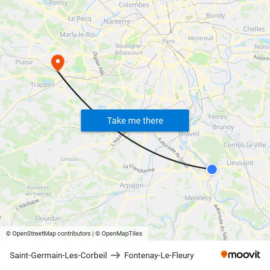 Saint-Germain-Les-Corbeil to Fontenay-Le-Fleury map