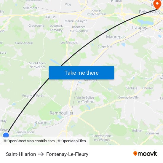 Saint-Hilarion to Fontenay-Le-Fleury map