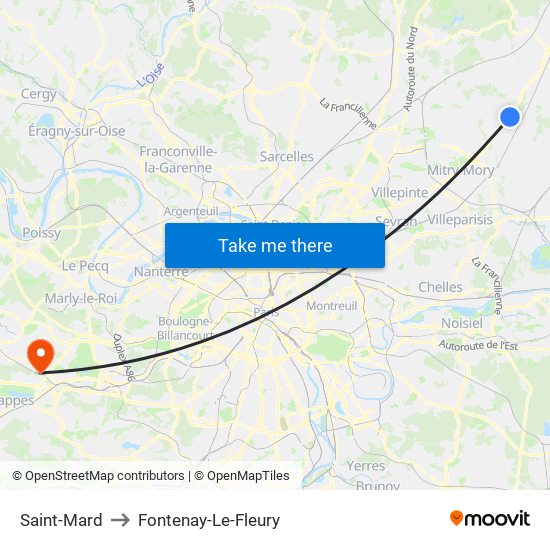 Saint-Mard to Fontenay-Le-Fleury map