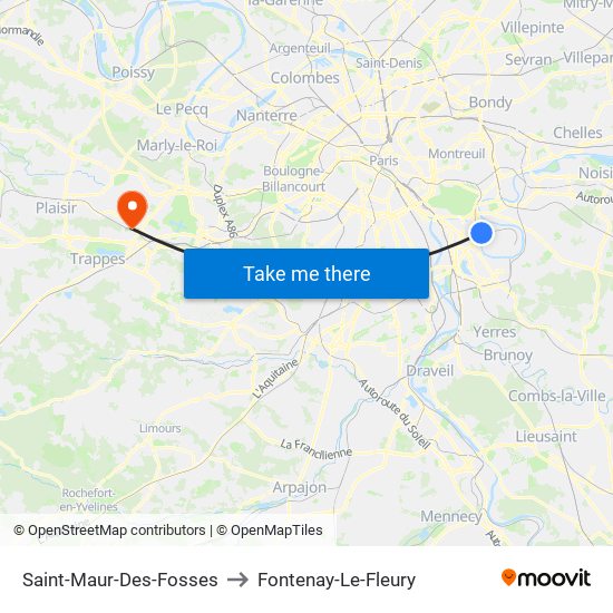 Saint-Maur-Des-Fosses to Fontenay-Le-Fleury map