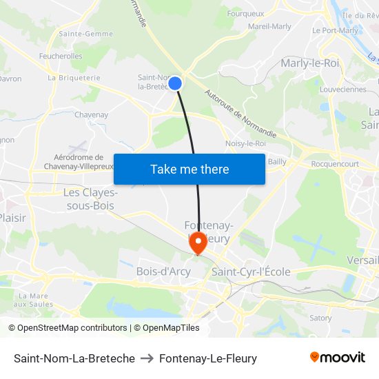 Saint-Nom-La-Breteche to Fontenay-Le-Fleury map