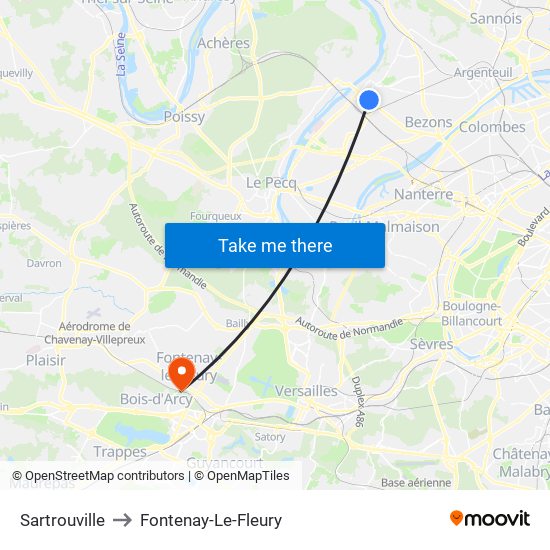 Sartrouville to Fontenay-Le-Fleury map