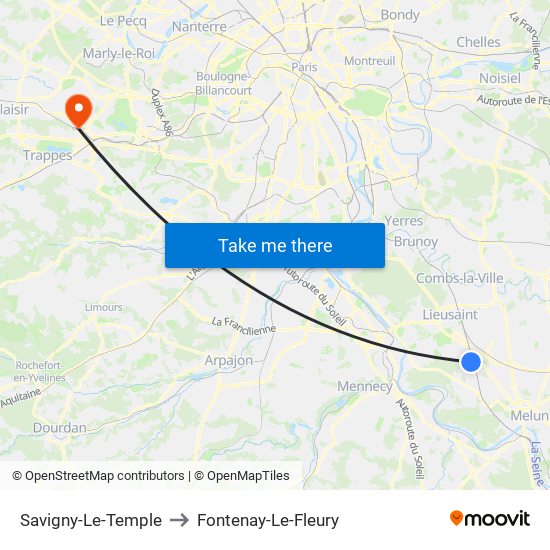 Savigny-Le-Temple to Fontenay-Le-Fleury map