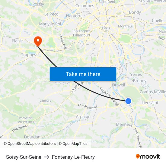 Soisy-Sur-Seine to Fontenay-Le-Fleury map