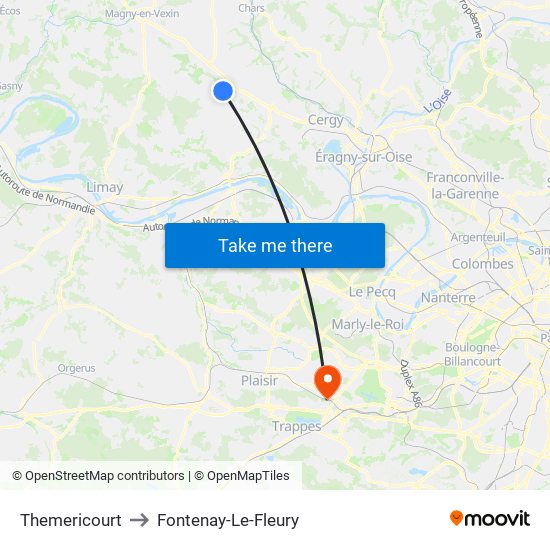 Themericourt to Fontenay-Le-Fleury map