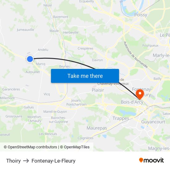 Thoiry to Fontenay-Le-Fleury map