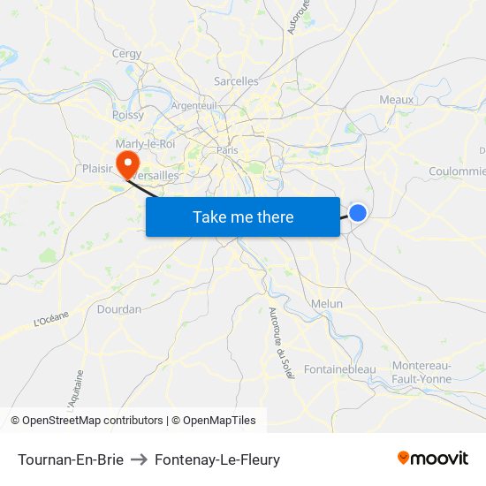 Tournan-En-Brie to Fontenay-Le-Fleury map