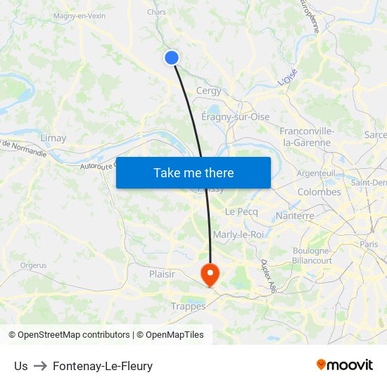 Us to Fontenay-Le-Fleury map