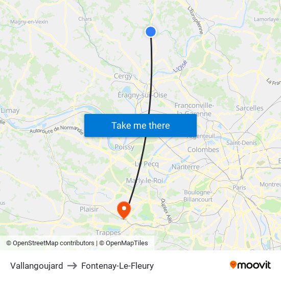 Vallangoujard to Fontenay-Le-Fleury map