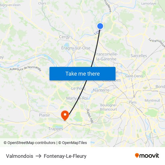 Valmondois to Fontenay-Le-Fleury map