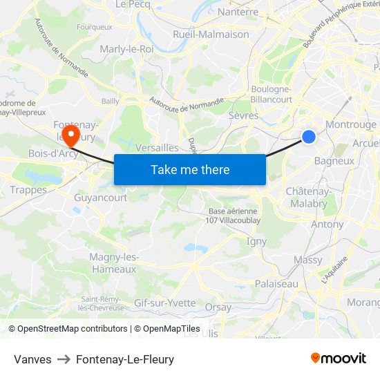 Vanves to Fontenay-Le-Fleury map