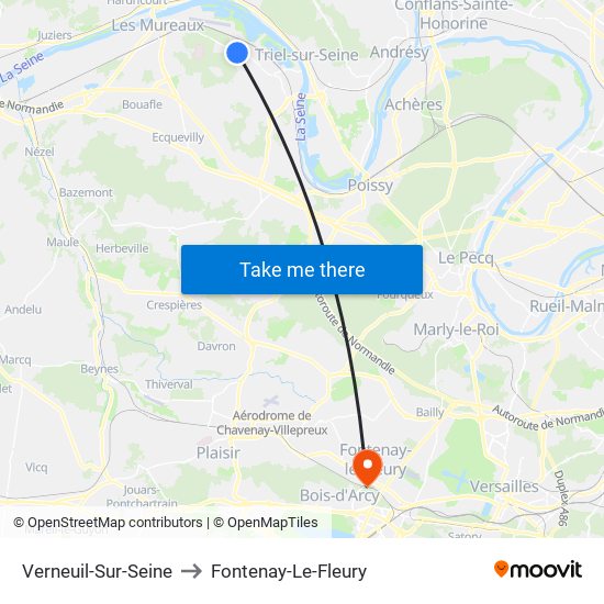 Verneuil-Sur-Seine to Fontenay-Le-Fleury map