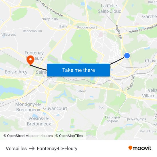 Versailles to Fontenay-Le-Fleury map