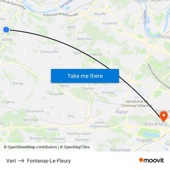 Vert to Fontenay-Le-Fleury map