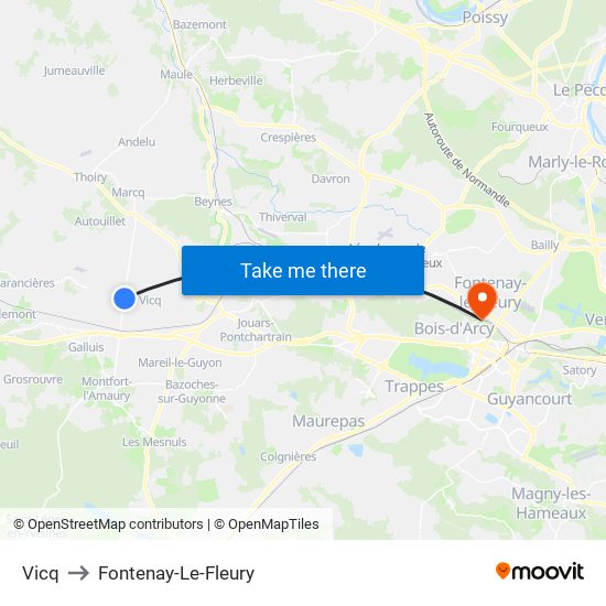 Vicq to Fontenay-Le-Fleury map