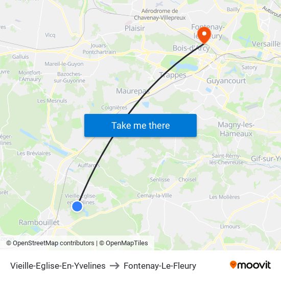 Vieille-Eglise-En-Yvelines to Fontenay-Le-Fleury map