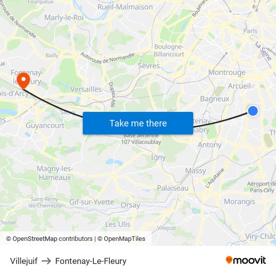 Villejuif to Fontenay-Le-Fleury map
