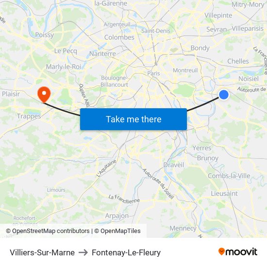 Villiers-Sur-Marne to Fontenay-Le-Fleury map