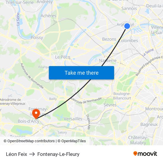 Léon Feix to Fontenay-Le-Fleury map